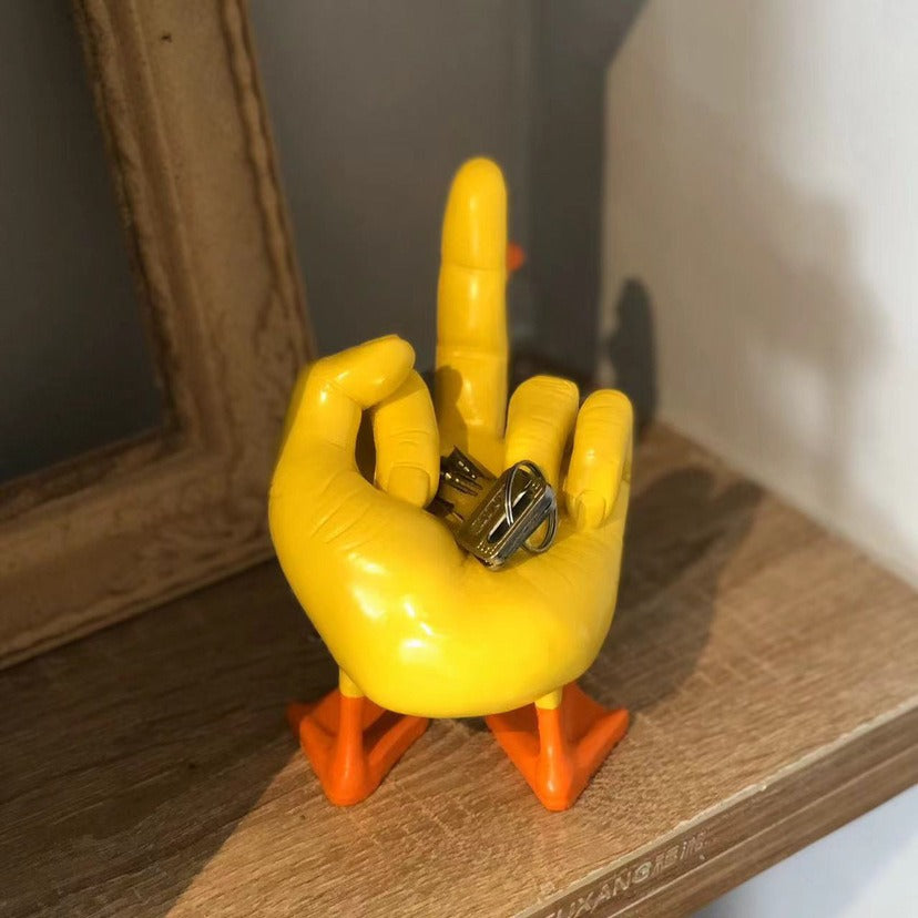 Middle finger duck statue resin crafts ornaments duck you spoof middle finger desktop decoration