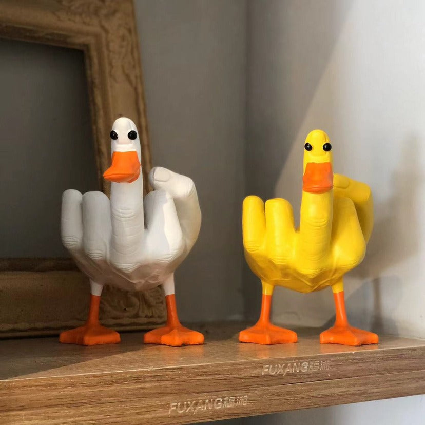 Middle finger duck statue resin crafts ornaments duck you spoof middle finger desktop decoration