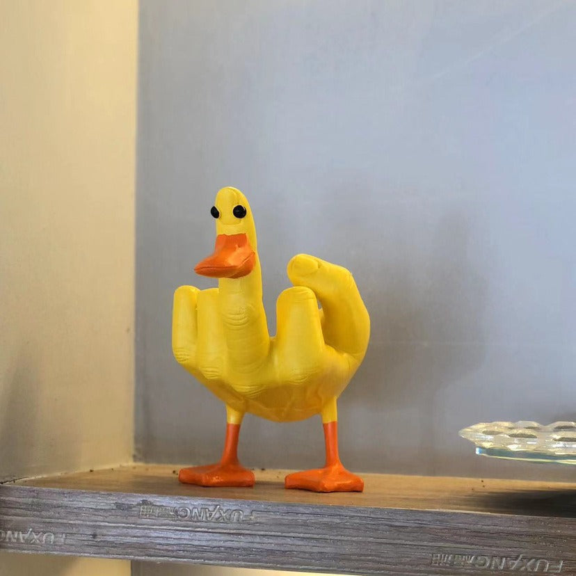 Middle finger duck statue resin crafts ornaments duck you spoof middle finger desktop decoration